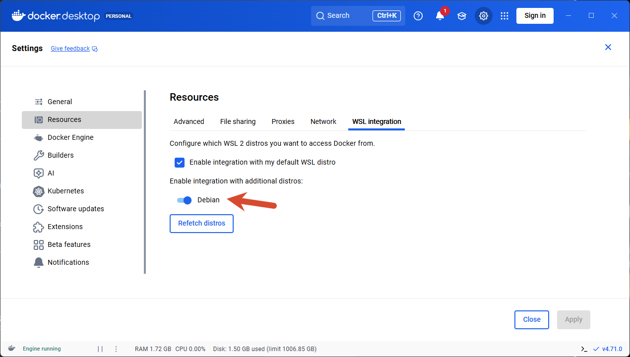 Docker Desktop WSL Integration